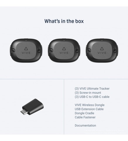 HTC宏達電 VIVE Ultimate Tracker，3 個追蹤器 + 1 個適配器 — VR 全身追蹤 - 3 VIVE Ultimate Tracker + 1 VIVE Wireless Dongle