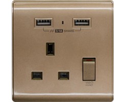 M2K-3.1A 單位 單蘇 2 USB 插座 (色彩系列 ) 銅啡色 電掣 掣面 插蘇|AP-105APC3-C