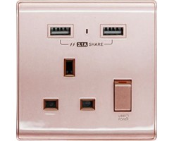 M2K-3.1A 單位 單蘇 2 USB 插座 (色彩系列 ) 玫瑰金 電掣 掣面 插蘇|AP-105APC3-RG