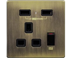 M2K (單蘇) USB電制插座 (不銹鋼系列) - AP202AM4-GD