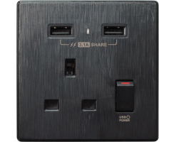 M2K (單蘇) USB電制插座 (不銹鋼系列) - AP202AM4-MB