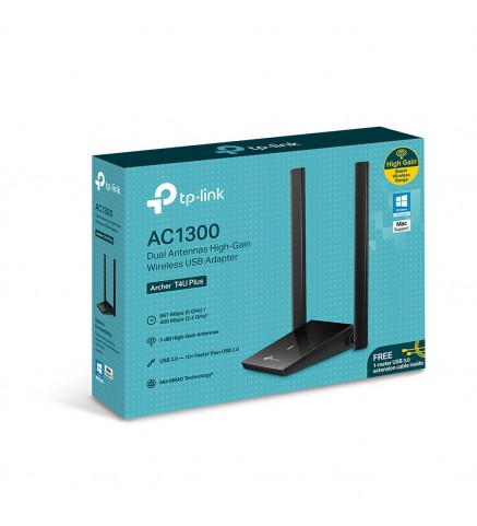 TP-Link AC1300 雙天線高增益無線 USB 適配器 - Archer T4U Plus