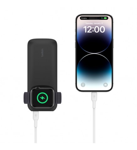 BELKIN貝爾金 - BoostCharge Pro 2合1快速無線充電 + 行動電源 10K (適用於Apple Watch, AirPods Pro (2nd Gen) 及 iPhone) - 黑色 - BPD005BTBK