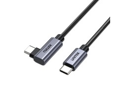 UNITEK優越者 - 0.5M，100W USB-C 90度轉角快充傳輸線 - C14123BK-0.5M