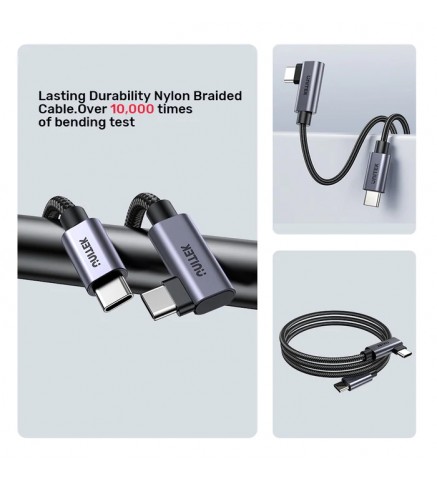 UNITEK優越者 - 1M，100W USB-C 90度轉角快充傳輸線 - C14123BK-1M