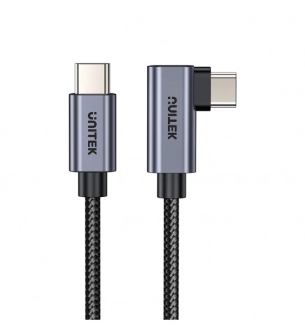 UNITEK優越者 - 1M，100W USB-C 90度轉角快充傳輸線 - C14123BK-1M
