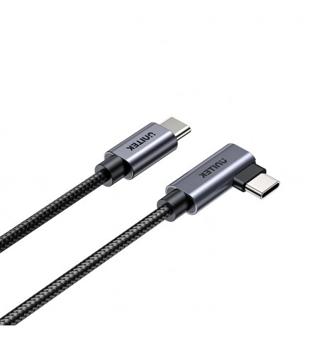 UNITEK優越者 - 2M，100W USB-C 90度轉角快充傳輸線 - C14123BK-2M