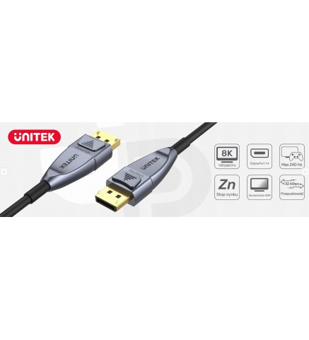 UNITEK優越者 - 15M DP1.4有源光纜，深空灰+ 黑色，UNITEK 禮盒 - C1617GY