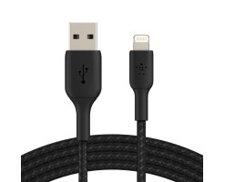 BELKIN貝爾金 - BoostCharge 編織閃電轉 USB-A 線（15 公分/6 英寸，黑色） - CAA002BT0MBK