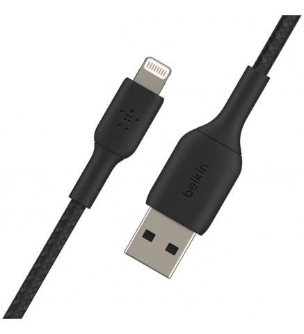 BELKIN貝爾金 - BoostCharge 編織閃電轉 USB-A 線（15 公分/6 英寸，黑色） - CAA002BT0MBK