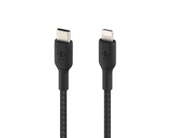 BELKIN貝爾金 - BOOST↑CHARGE USB-C 至 Lightning 編織充電線纜（1米，黑色） - CAA004BT1MBK