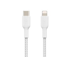 BELKIN貝爾金 - BOOST↑CHARGE USB-C 至 Lightning 編織充電線纜（1米，白色） - CAA004BT1MWH