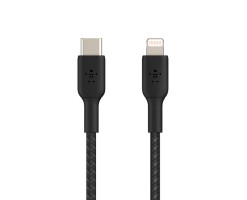 BELKIN貝爾金 - BOOST↑CHARGE USB-C 至 Lightning 編織充電線纜（2米，黑色） - CAA004BT2MBK