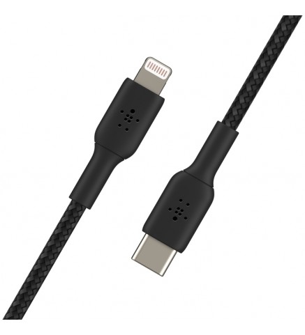 BELKIN貝爾金 - BOOST↑CHARGE USB-C 至 Lightning 編織充電線纜（2米，黑色） - CAA004BT2MBK