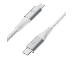 BELKIN貝爾金 - BOOST↑CHARGE USB-C 至 Lightning 編織充電線纜（2米，白色） - CAA004BT2MWH