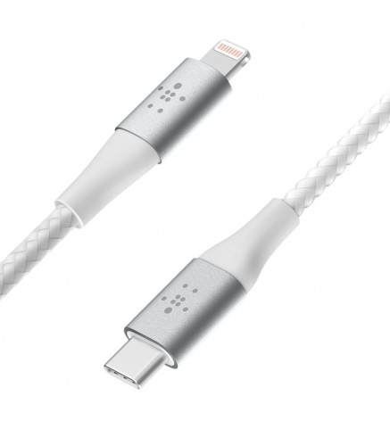 BELKIN貝爾金 - BOOST↑CHARGE USB-C 至 Lightning 編織充電線纜（2米，白色） - CAA004BT2MWH