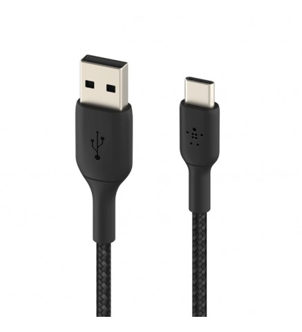 BELKIN貝爾金 - BoostCharge USB-C 轉 USB-A 編織線（15 厘米，黑色） - CAB002BT0MBK