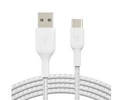 BELKIN貝爾金 - BoostCharge USB-C 轉 USB-A 編織線（1米，白色） - CAB002BT1MWH