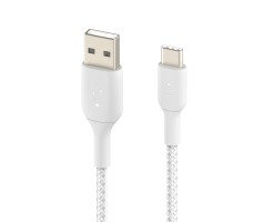 BELKIN貝爾金 - BoostCharge USB-C 轉 USB-A 編織線（1米，白色） - CAB002BT1MWH