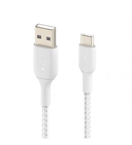 BELKIN貝爾金 - BoostCharge USB-C 轉 USB-A 編織線（1米，白色） - CAB002BT1MWH