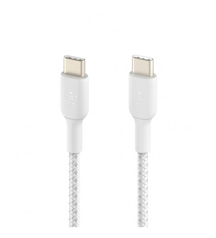 BELKIN貝爾金 - BoostCharge USB-C 至 USB-C 編織充電線纜 1米 白色 - CAB004BT1MWH