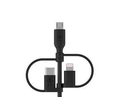 BELKIN貝爾金 - BoostCharge 通用電纜 附 USB-C、®Micro-USB 及 Lightning 接口的 3.3 呎 USB-A 線纜 1米 黑色 - CAC001BT1MBK