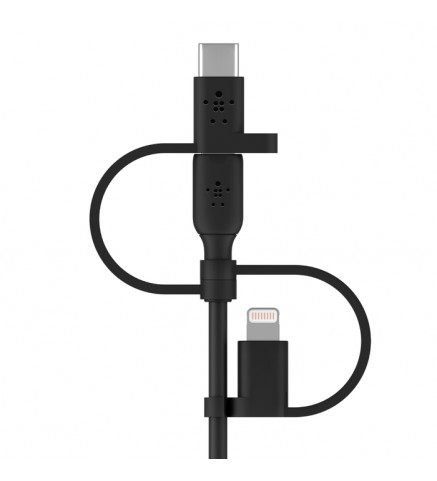 BELKIN貝爾金 - BoostCharge 通用電纜 附 USB-C、®Micro-USB 及 Lightning 接口的 3.3 呎 USB-A 線纜 1米 黑色 - CAC001BT1MBK