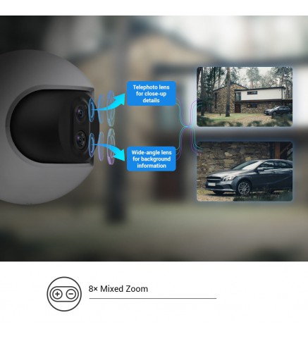 EZVIZ-螢石-C8PF 雙鏡頭,8X Zoom具有 AI 人體檢測功能的室外 PTZ 攝像機 - CS-C8PF-A0-6E22WFR(2.8m m)(12mm)
