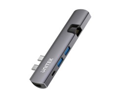 UNITEK優越者 - 雙Thunderbolt 3 Type-C接口擴展器（USB Type-A + Thunderbolt 3 USB-C + HDMI +千兆以太網轉換器） - D008A
