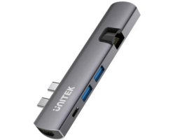 UNITEK優越者 - 雙Thunderbolt 3 Type-C接口擴展器（USB Type-A + Thunderbolt 3 USB-C + HDMI +千兆以太網轉換器） - D008A