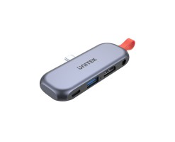 UNITEK優越者 - 適用於 iPad Pro 和 Air 的 4 合 1 USB-C 10Gbps 集線器（USB-A 10Gbps + HDMI + 音頻 + PD），帶 11.5CM 10Gbps USB-C 公對母電纜，深空灰色 - D1070A