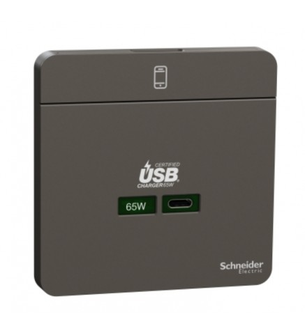 施耐德 65W USB 快速充電 type C充電插座, 石墨灰- E831USB65_DG