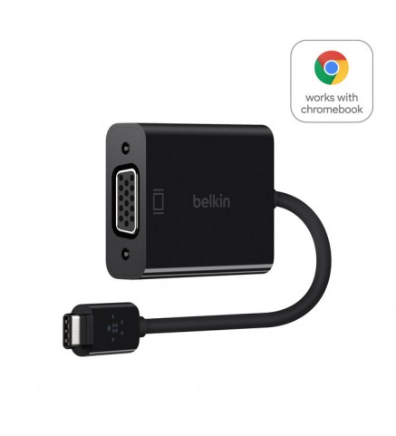 BELKIN貝爾金 - USB-C 轉 VGA 轉接器（可與 Chromebook 認證搭配使用） - F2CU037BTBLK