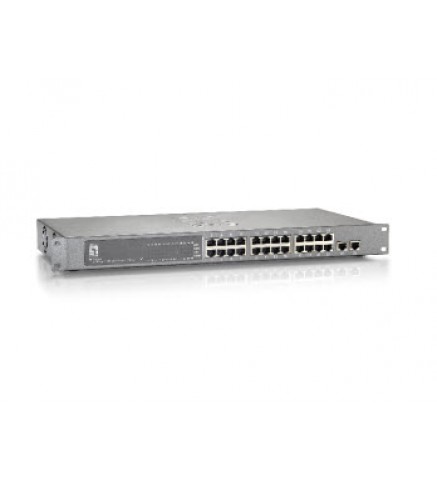 Level One 24 FE PoE Plus + 2 GE 帶 2 個組合 SFP 交換機 - FGP-2410