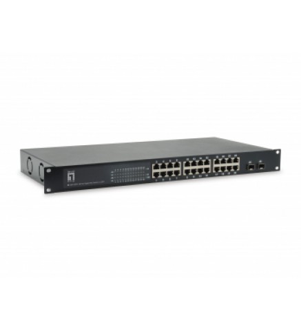 Level One 26 端口千兆 PoE 交換機，2 x SFP，24 PoE 輸出， 802.3at/af PoE，150W - GEP-2622W150