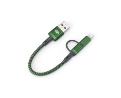 GP超霸 - (Green) 15厘米 2-合-1 USB 傳輸線 (Micro-USB + Ligtning)  - GPACECX0A000
