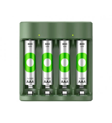 超霸GP 綠再每日充充電器B421(USB) 連4粒1=1000系列 800mAh AAA鎳氫充電電池 - GPACSB421020