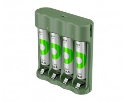 GP Green Recharge Daily Charger B421 (USB) with 4 tablets 1=1000 series 800mAh AAA Ni-MH rechargeable battery - GPACSB421020