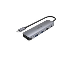 UNITEK優越者 - 6 合 1 USB3.1 Gen1 Type-C 集線器（2 端口 USB3.0 + 讀卡器 + HDMI + PD 100W），深空灰色 - H1107D