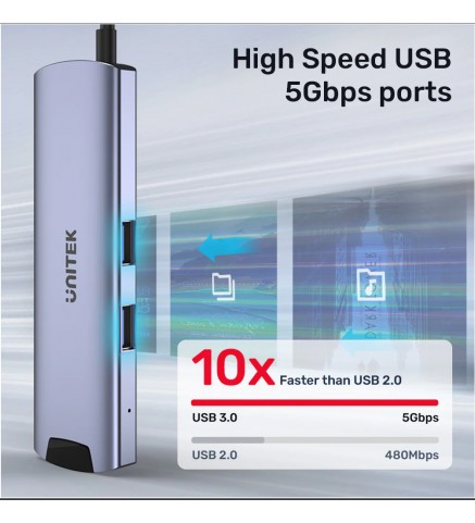 UNITEK優越者 - USB3.0 轉 4 端口集線器，黑色帶電源端口 (Micro USB) - H1112F