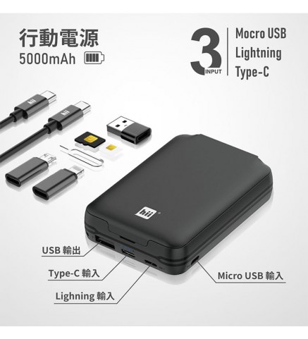 Hii 哈囉麥斯 Hii Pocket Powerbank 充電寶六合一隨身萬用手機配件/旅遊隨行卡 - H515P