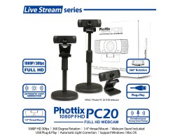 Phottix - PC20 Full HD Webcam Full HD Wide Angle Camera - HD PC20