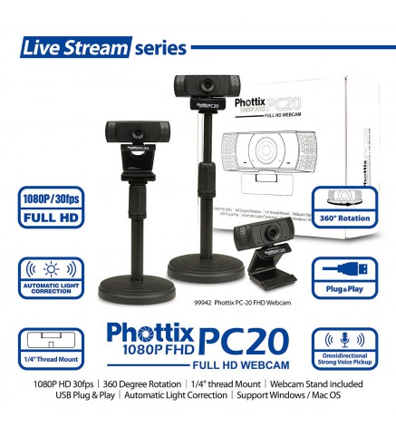 Phottix - PC20 Full HD Webcam 全高清廣角視像鏡頭 - HD PC20