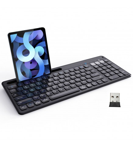 iClever 超薄靜音藍牙+ 2.4G 雙模式無線充電鍵盤 - IC-DKA2KB 黑色