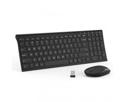 iClever 2.4G 便攜式人體工學無線鍵盤和滑鼠組合套裝 黑色 - IC-GK03 黑色