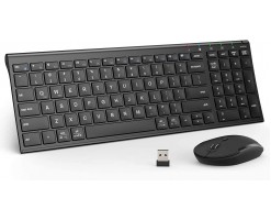iClever 2.4G 便攜式人體工學無線鍵盤和滑鼠組合套裝 黑色 - IC-GK03 黑色