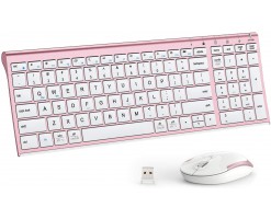 iClever 2.4G 便攜式人體工學無線鍵盤和滑鼠組合套裝 玫瑰金色 - IC-GK03-RG 2.4G 玫瑰金色