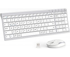 iClever 2.4G 便攜式人體工學無線鍵盤和滑鼠組合套裝 銀色 - IC-GK03-SI 銀色