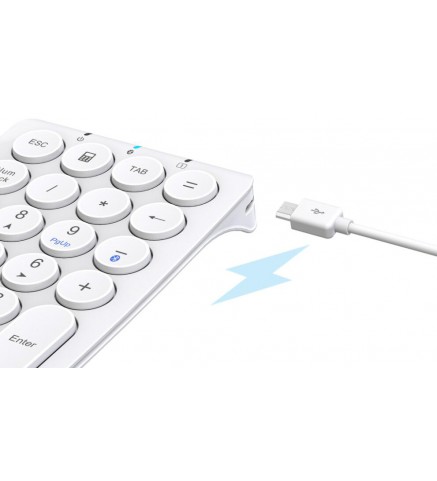 iClever 便攜式藍牙數字鍵盤 (白色) - IC-KP08黑色/白色 藍牙