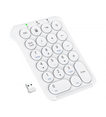 iClever 便攜式無線2.4G數字鍵盤 (白色) - IC-KP09黑色/白色 2.4G